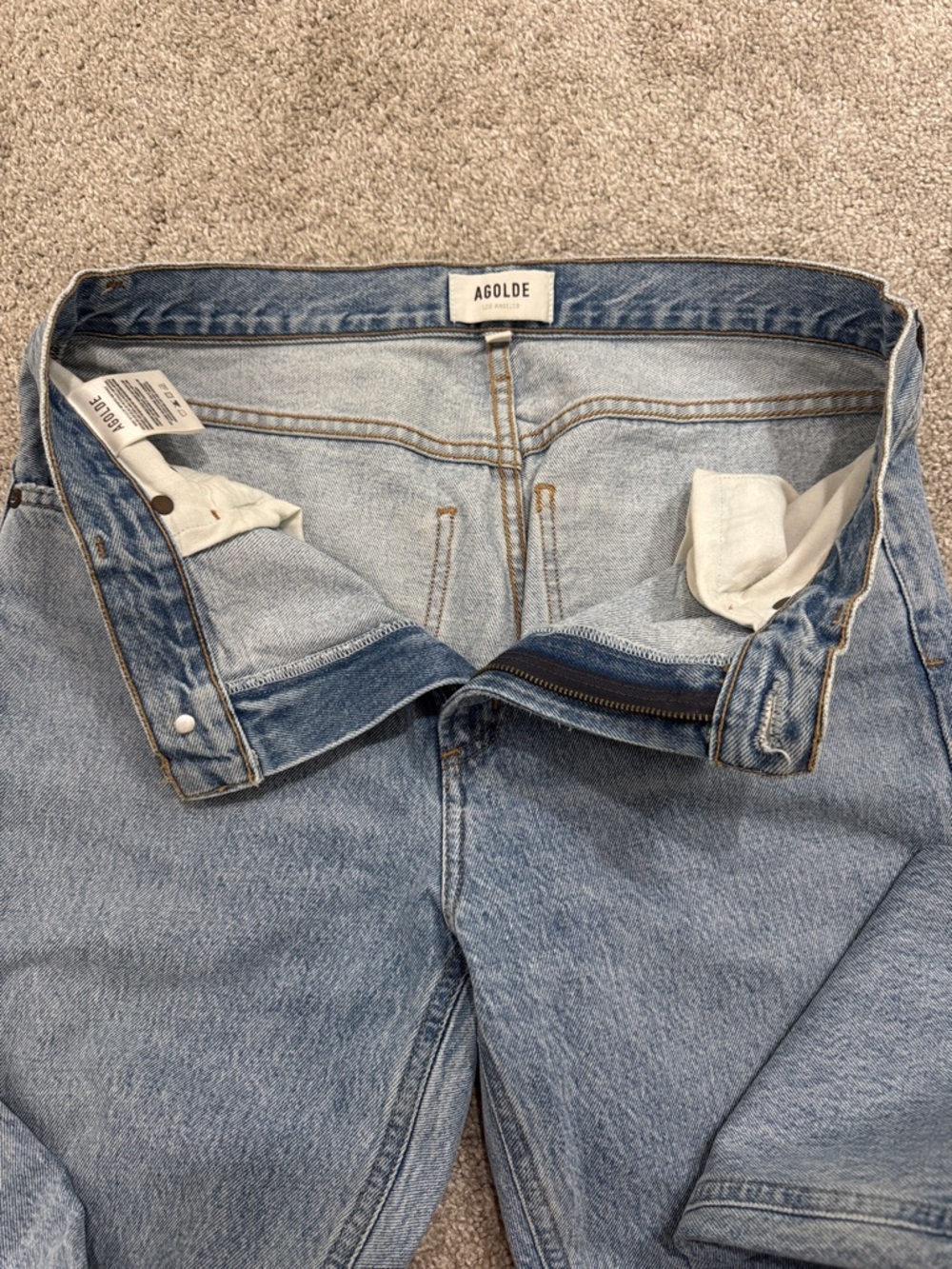 Agolde Light Blue High-Rise Straight Jeans - Picture 2 of 5